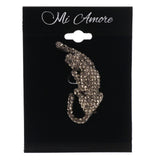Mi Amore Big Cat Lioness Panther Brooch-Pin Silver-Tone & Black