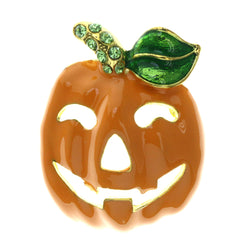 Mi Amore Halloween Jack O Lantern Happy  Brooch-Pin Orange & Green
