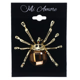 Mi Amore AB Finish Spider Brooch-Pin Gold-Tone & Brown