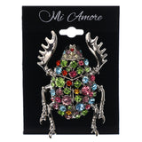 Mi Amore Beetle Statement Brooch-Pin Multicolor & Silver-Tone