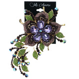Mi Amore Flower Moveable Parts AB Finish Brooch-Pin Purple & Green