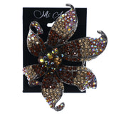 Mi Amore Flower AB Finish Statement Brooch-Pin Brown & Silver-Tone