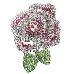 Mi Amore Rose AB Finish Statement Brooch-Pin Multicolor & Silver-Tone
