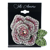 Mi Amore Rose AB Finish Statement Brooch-Pin Multicolor & Silver-Tone