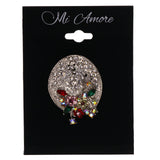 Mi Amore Hat Flowers AB Finish Brooch-Pin Silver-Tone & Multicolor