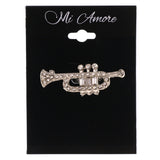 Mi Amore Trumpet Brooch-Pin Silver-Tone