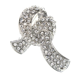Mi Amore Scarf Knot Brooch-Pin Silver-Tone