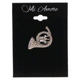 Mi Amore French Horn Brooch-Pin Silver-Tone