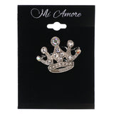 Mi Amore Crown AB Finish Brooch-Pin Silver-Tone