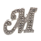 Mi Amore M Initial Brooch-Pin Silver-Tone