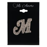 Mi Amore M Initial Brooch-Pin Silver-Tone