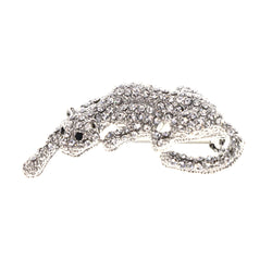 Mi Amore Big Cat Lioness Panther Brooch-Pin Silver-Tone