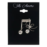 Mi Amore Music Sixteenth Note Bow Brooch-Pin Silver-Tone