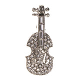 Mi Amore Violin Instument Brooch-Pin Silver-Tone