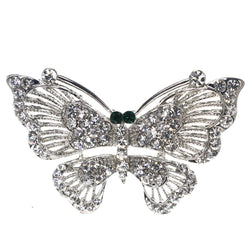 Mi Amore Butterfly Brooch-Pin Silver-Tone/Green