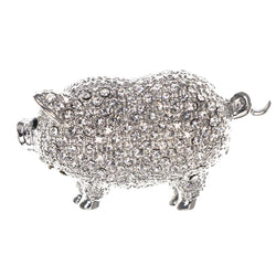 Mi Amore Potbelly Pig Brooch-Pin Silver-Tone
