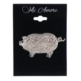 Mi Amore Potbelly Pig Brooch-Pin Silver-Tone