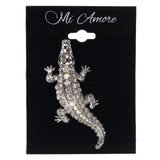 Mi Amore Alligator AB Finish Brooch-Pin Silver-Tone