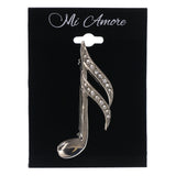 Mi Amore Music Sixteenth Note Brooch-Pin Silver-Tone