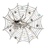 Mi Amore Spider Web Spider AB Finish Brooch-Pin Silver-Tone & Black