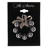 Mi Amore Bow Wreath Brooch-Pin Silver-Tone & Black