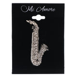 Mi Amore Saxophone Brooch-Pin Silver-Tone