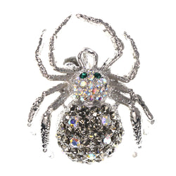 Mi Amore Spider Web Brooch-Pin Silver-Tone/Green