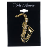 Mi Amore Saxophone Brooch-Pin Gold-Tone/Silver-Tone