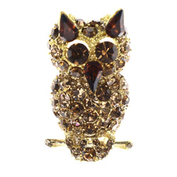 Mi Amore Owl Brooch-Pin Gold-Tone/Brown
