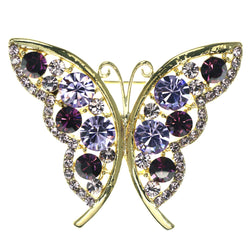 Mi Amore Butterfly Brooch-Pin Gold-Tone/Purple