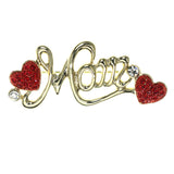 Mi Amore Mom Heart Brooch-Pin Gold-Tone & Red