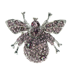 Mi Amore Beetle AB Finish Brooch-Pin Pink & Silver-Tone
