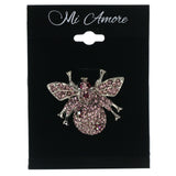 Mi Amore Beetle AB Finish Brooch-Pin Pink & Silver-Tone