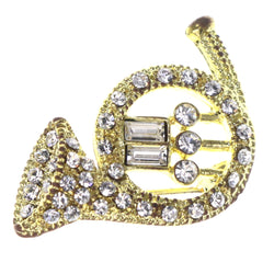 Mi Amore French Horn Brooch-Pin Gold-Tone/Silver-Tone