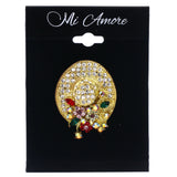 Mi Amore Hat Flowers AB Finish Brooch-Pin Gold-Tone & Multicolor