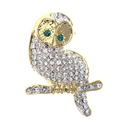 Mi Amore Owl Brooch-Pin Gold-Tone/Green