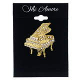 Mi Amore Piano Brooch-Pin Gold-Tone/Silver-Tone