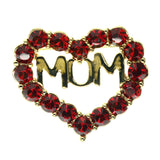 Mi Amore Mom Heart Brooch-Pin Red & Gold-Tone
