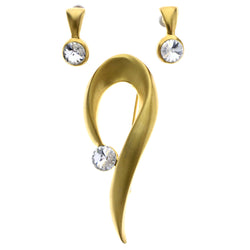 Mi Amore Simple Matte Design Convertible Necklace Pendant Pin-Earring-Set Gold-Tone & Silver-Tone