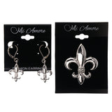 Mi Amore Fleur De Lis Convertible Necklace Pendant Pin-Earring-Set Silver-Tone