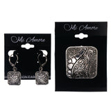 Mi Amore Filigree Convertible Necklace Pendant Pin-Earring-Set Silver-Tone