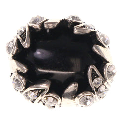 Mi Amore Crystal Sized-Ring Silver-Tone/Black Size 10.00