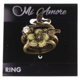 Mi Amore Bird Flower Crystal Multiple-Ring-Set Gold-Tone & Yellow Size 7.00