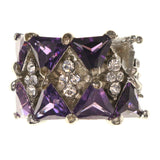 Mi Amore Crystal Sized-Ring Silver-Tone/Purple Size 5.00