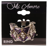 Mi Amore Crystal Sized-Ring Silver-Tone/Purple Size 5.00