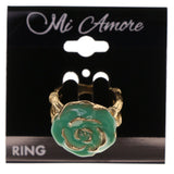 Mi Amore Flower Sized-Ring Green/Gold-Tone Size 7.00