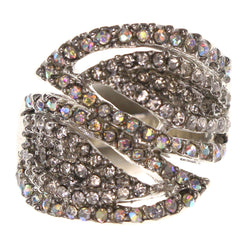 Mi Amore AB Finish Crystal Sized-Ring Silver-Tone Size 7.00