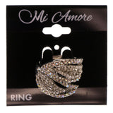 Mi Amore AB Finish Crystal Sized-Ring Silver-Tone Size 7.00
