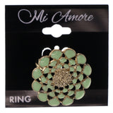 Mi Amore Flower Sized-Ring Green/Gold-Tone Size 7.00
