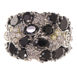 Mi Amore Star Crystal Sized-Ring Silver-Tone & Black Size 7.00